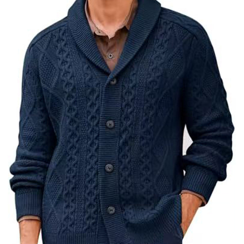 Puyuan Men’s Knitted Cardigan – Loose Wool Blend V-Neck Outerwear