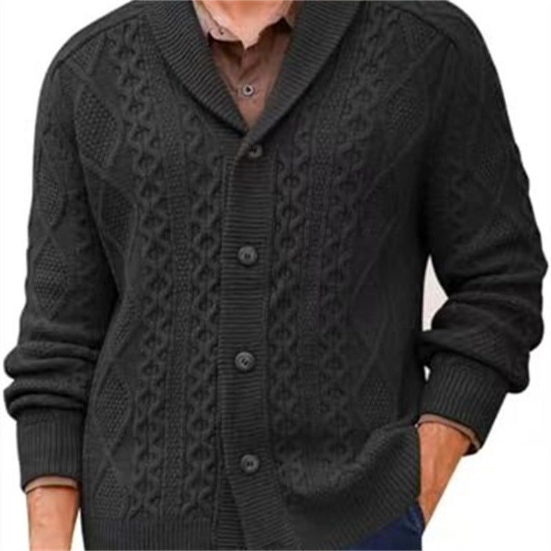 Puyuan Men’s Knitted Cardigan – Loose Wool Blend V-Neck Outerwear