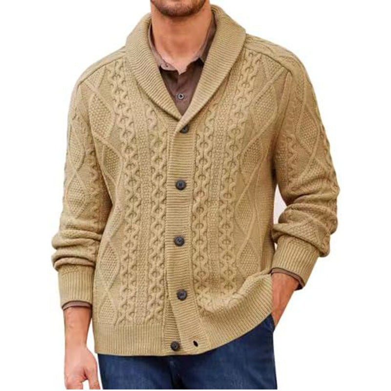 Puyuan Men’s Knitted Cardigan – Loose Wool Blend V-Neck Outerwear