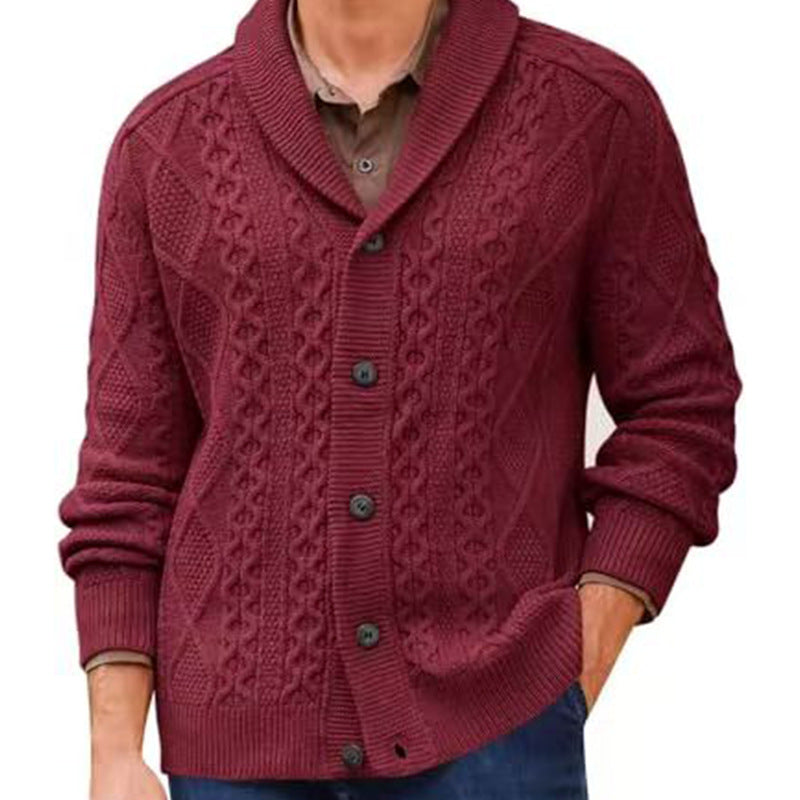 Puyuan Men’s Knitted Cardigan – Loose Wool Blend V-Neck Outerwear