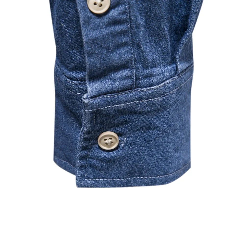 Denim Shirt β Solid Color Cotton Long Sleeve with Pocket