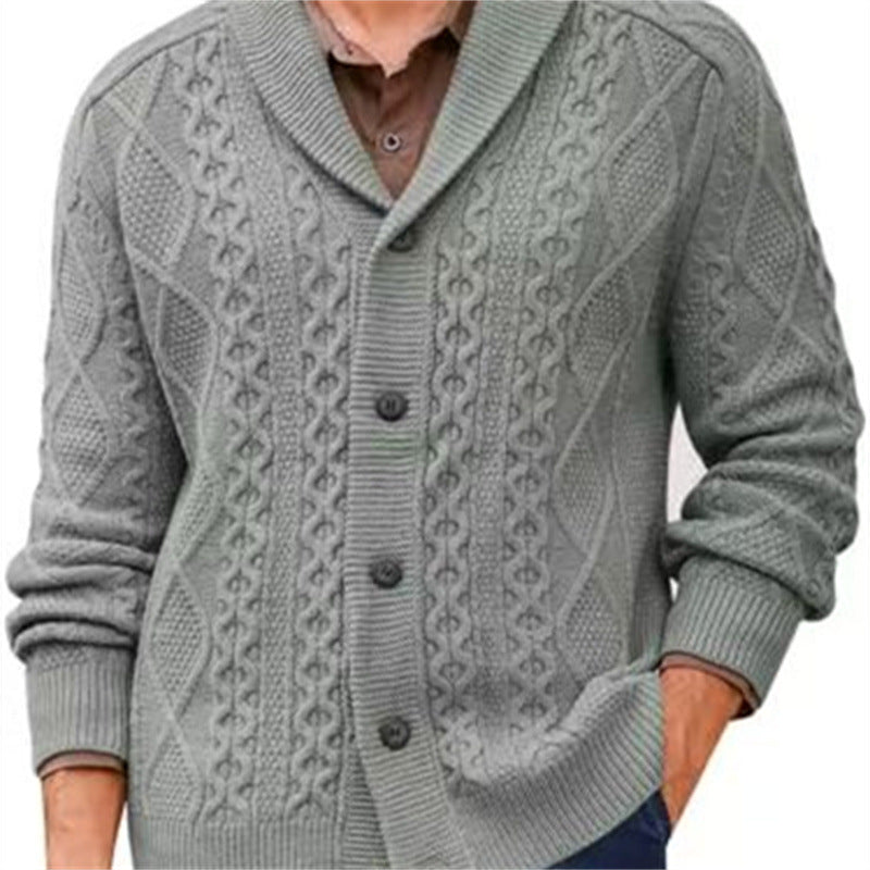 Puyuan Men’s Knitted Cardigan – Loose Wool Blend V-Neck Outerwear