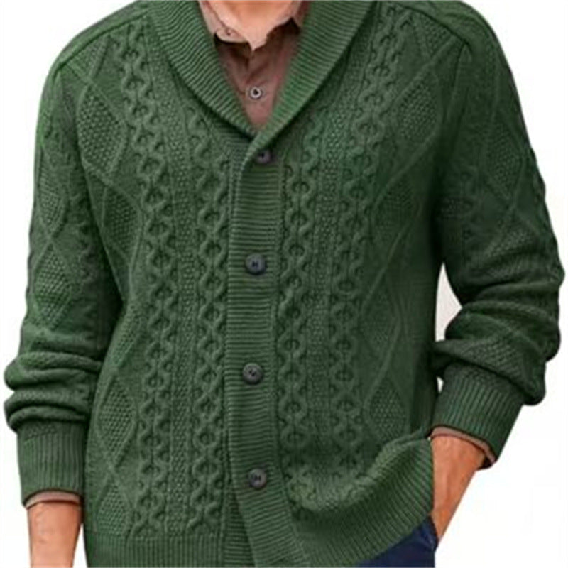 Puyuan Men’s Knitted Cardigan – Loose Wool Blend V-Neck Outerwear