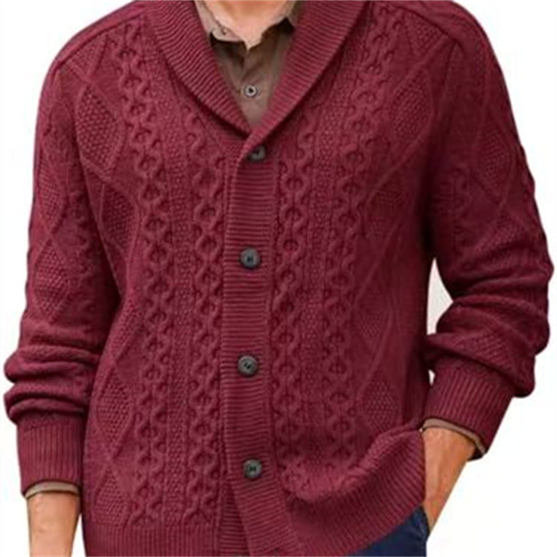 Puyuan Men’s Knitted Cardigan – Loose Wool Blend V-Neck Outerwear