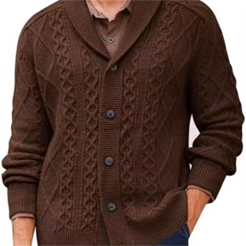 Puyuan Men’s Knitted Cardigan – Loose Wool Blend V-Neck Outerwear