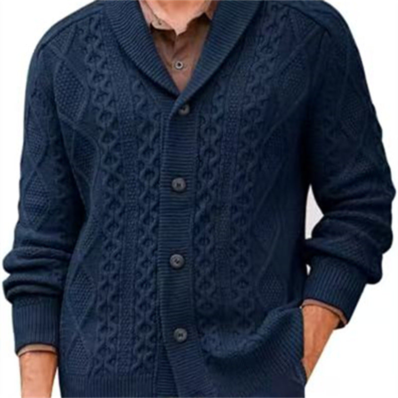 Puyuan Men’s Knitted Cardigan – Loose Wool Blend V-Neck Outerwear