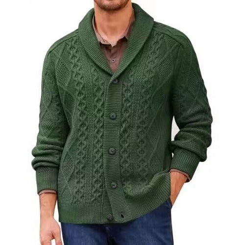 Puyuan Men’s Knitted Cardigan – Loose Wool Blend V-Neck Outerwear