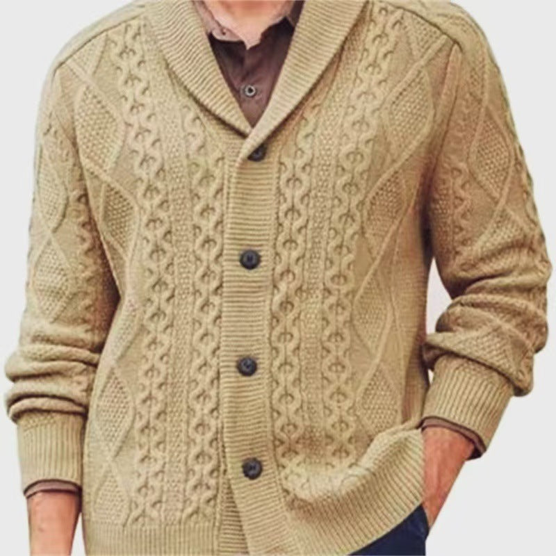 Puyuan Men’s Knitted Cardigan – Loose Wool Blend V-Neck Outerwear