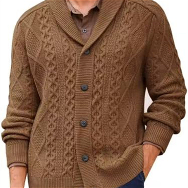 Puyuan Men’s Knitted Cardigan – Loose Wool Blend V-Neck Outerwear